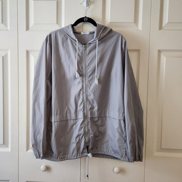 Hount Gray Hooded Lightweight Jacket With Drawstring & Zipper Closure EUC Sz XL - Picture 1 of 9
